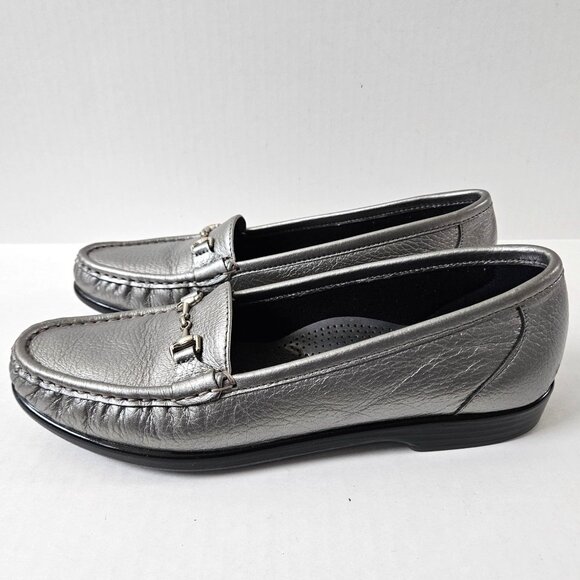 SAS Shoes Womens 8.5 Slim Pewter Metro Slip On Comfort Horsebit Loafers AAA - Picture 3 of 11